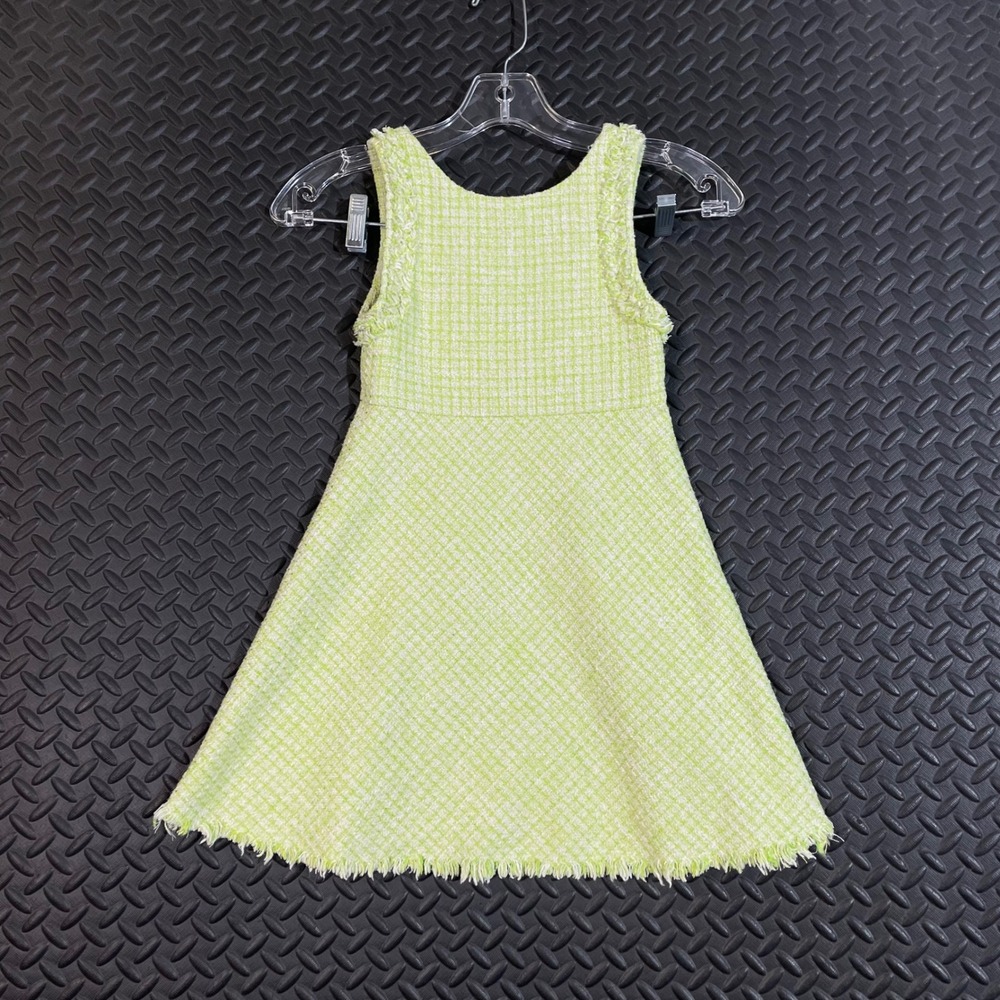 Zara Green Tweed Frayed Hem Sleeveless Party Casual Kid's Size‎ 7